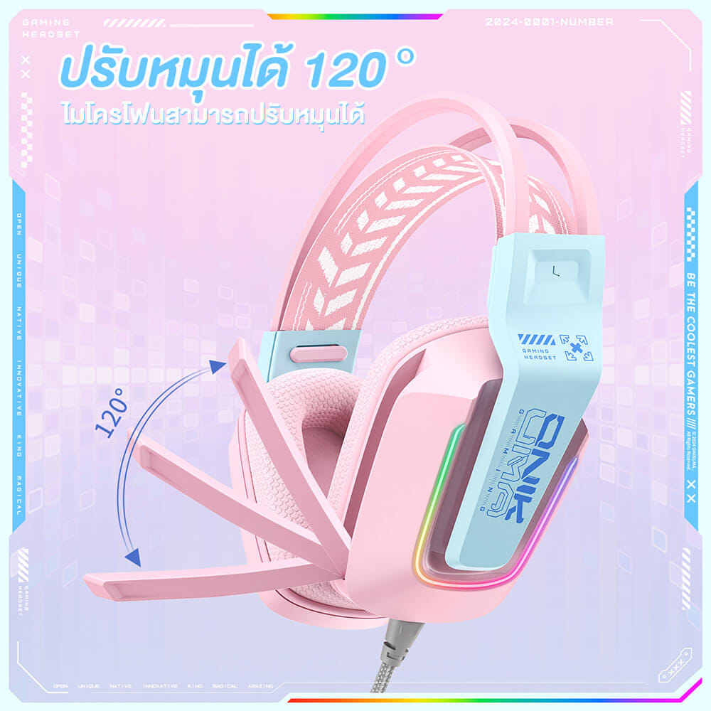หูฟังเกมมิ่ง ONIKUMA X13 GAMING HEADSET - สีชมพู_3
